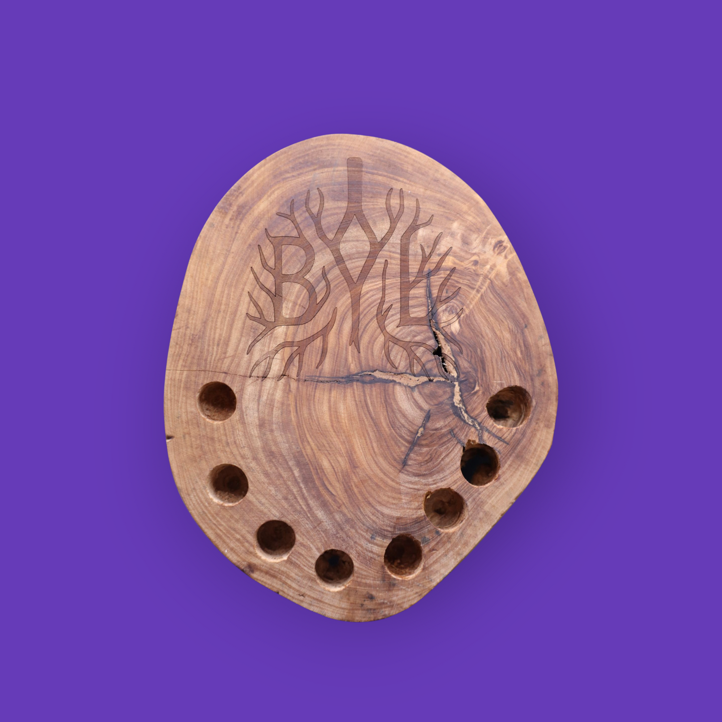 BYL Olive Wood Slab Display — Quartz & Accessory Holder
