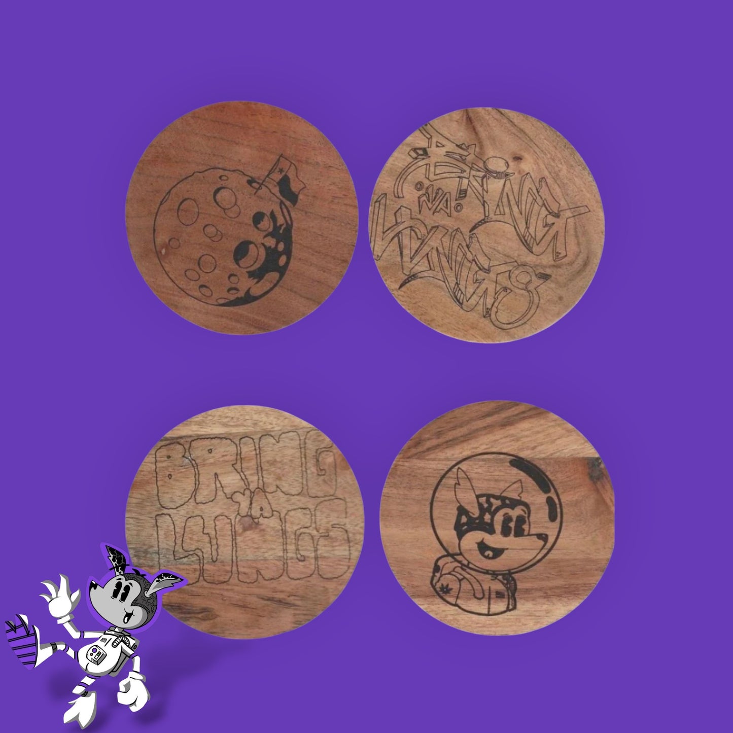 BYL Logo Wood Coaster Set 4pcs (1 of 1)