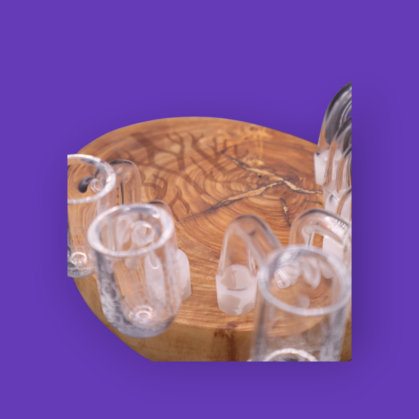 BYL Olive Wood Slab Display — Quartz & Accessory Holder