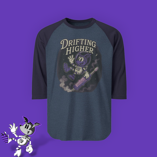 "Drifting Higher" - Three-Quarter Sleeve Raglan T-Shirt