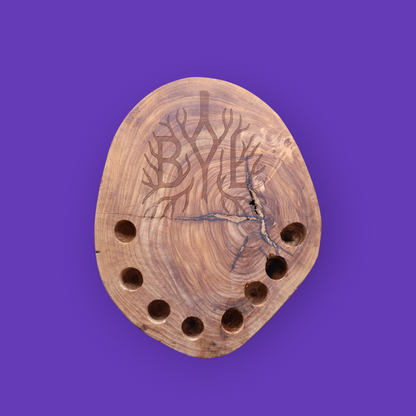 BYL Olive Wood Slab Display — Quartz & Accessory Holder