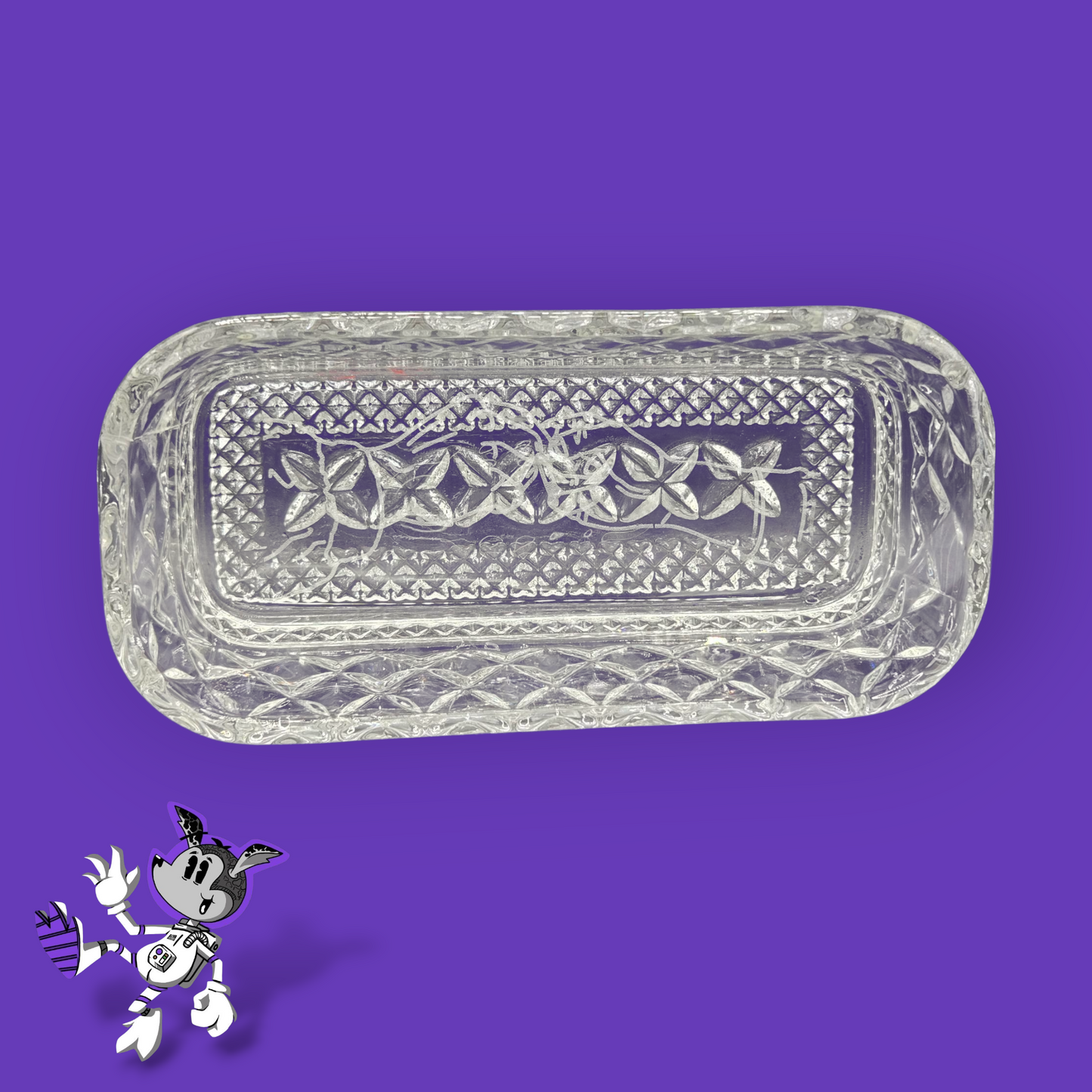 BYL “The Creation” Engraved Vintage Glass Dish